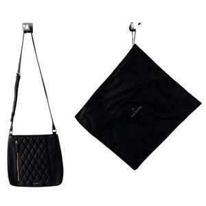 Vera Bradley Black Leather Quilted Molly Crossbody Bag and Dust Bag
